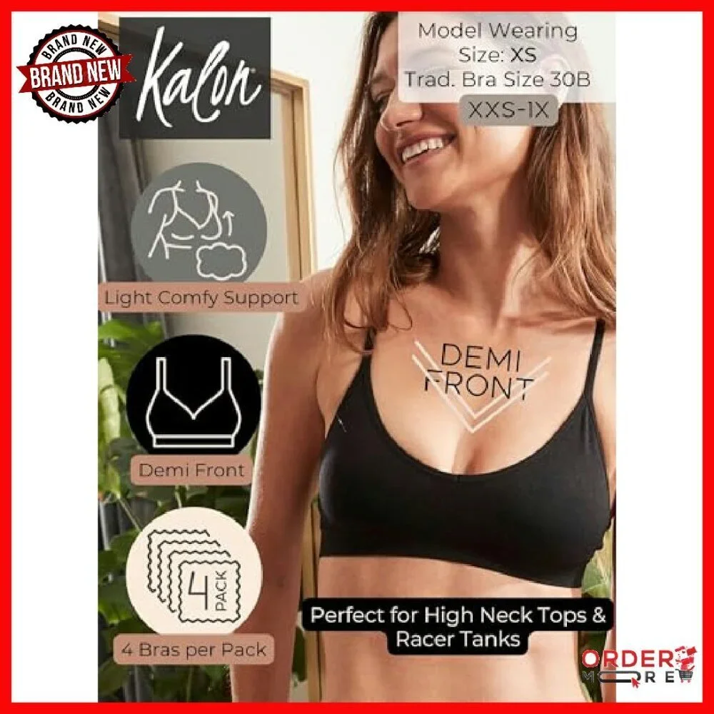 Wirefree Racerback Sports Bralette 4-Pack Seamless Comfort Bra